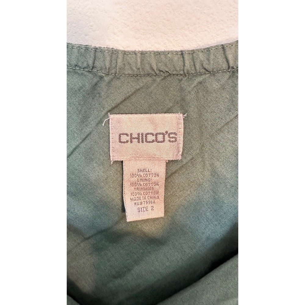 Chico's Eyelet Midi Skirt Womens 2 Green Cotton Tiered Boho Garden Peasant - Picture 6 of 9